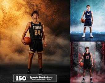 Sports Digital Backdrop Bundle | Printable Backgrounds for Basketball, Baseball, Volleyball, Football, Soccer