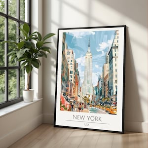 NYC Skyline Canvas, Empire State Building, Urban Street Art