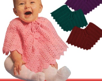 Instant Download KVNC440. Babys Poncho Crochet Pattern, dress up, cover up, poncho coat