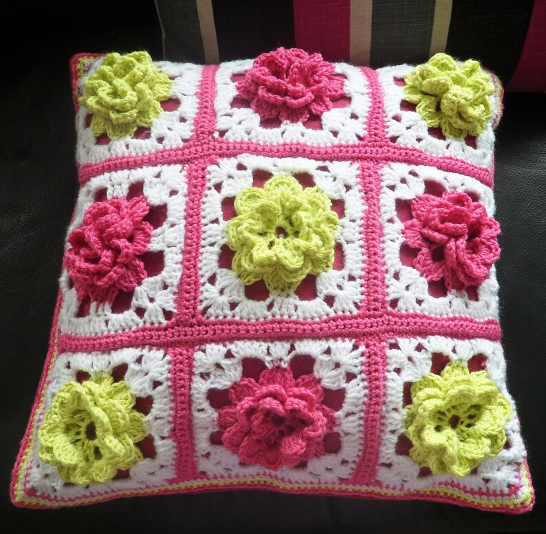 Instant Download 272. Beautiful crochet Cushion Granny Squares Modern update on the traditional Crochet Pattern PDF EMail download image 1