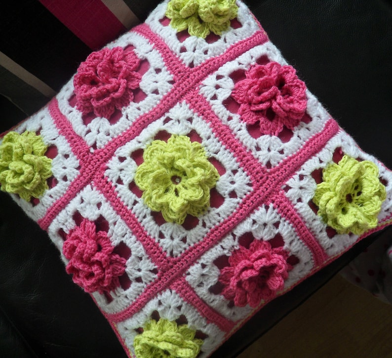 Instant Download 272. Beautiful crochet Cushion Granny Squares Modern update on the traditional Crochet Pattern PDF EMail download image 2