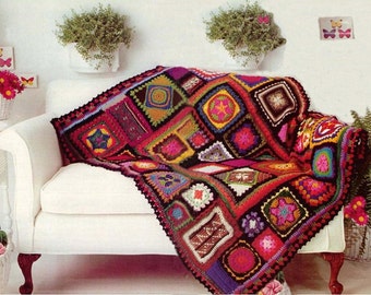INSTANT download 204. Beautiful crochet Blanket  Granny Squares Afghan  Throw Crochet Pattern  - PDF -