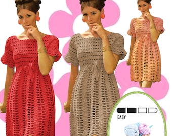 VKNC200 Lovely Little Vintage 1960's Crochet Ladies Dress Pattern could be adapted to lovely top Instant download