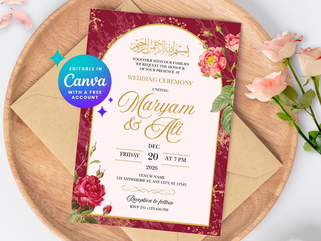 islamic-burgundy-floral-wedding-card-editable-invitation-design