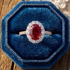 Ruby Engagement Ring, 18K Vermeil Gold, Sterling Silver, Gift for MOM