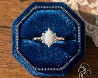 Marquise Opal Ring, 18k Gold Vermeil, October Birthstone, Anniversary Gift