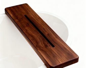 Rosewood Wooden Bathtub Tray | Handmade Spa Bath Caddy with Slot | Natural Wood Bath Shelf | Bathroom Decor Gift