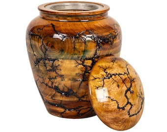 Handmade Wooden Cremation Urn for Human Ashes | Spalted Wood Memorial Urn | Funeral Keepsake | Eco Friendly Urn