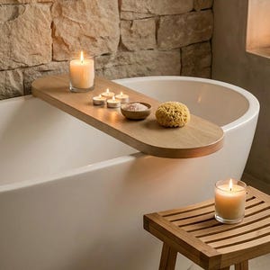 Handmade Wooden Bath Caddy – Timeless Bathroom Accessory Perfect for Self-Care & Gifting