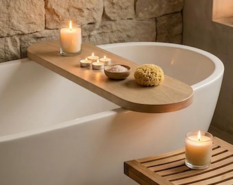 Handmade Wooden Bath Caddy – Timeless Bathroom Accessory Perfect for Self-Care & Gifting