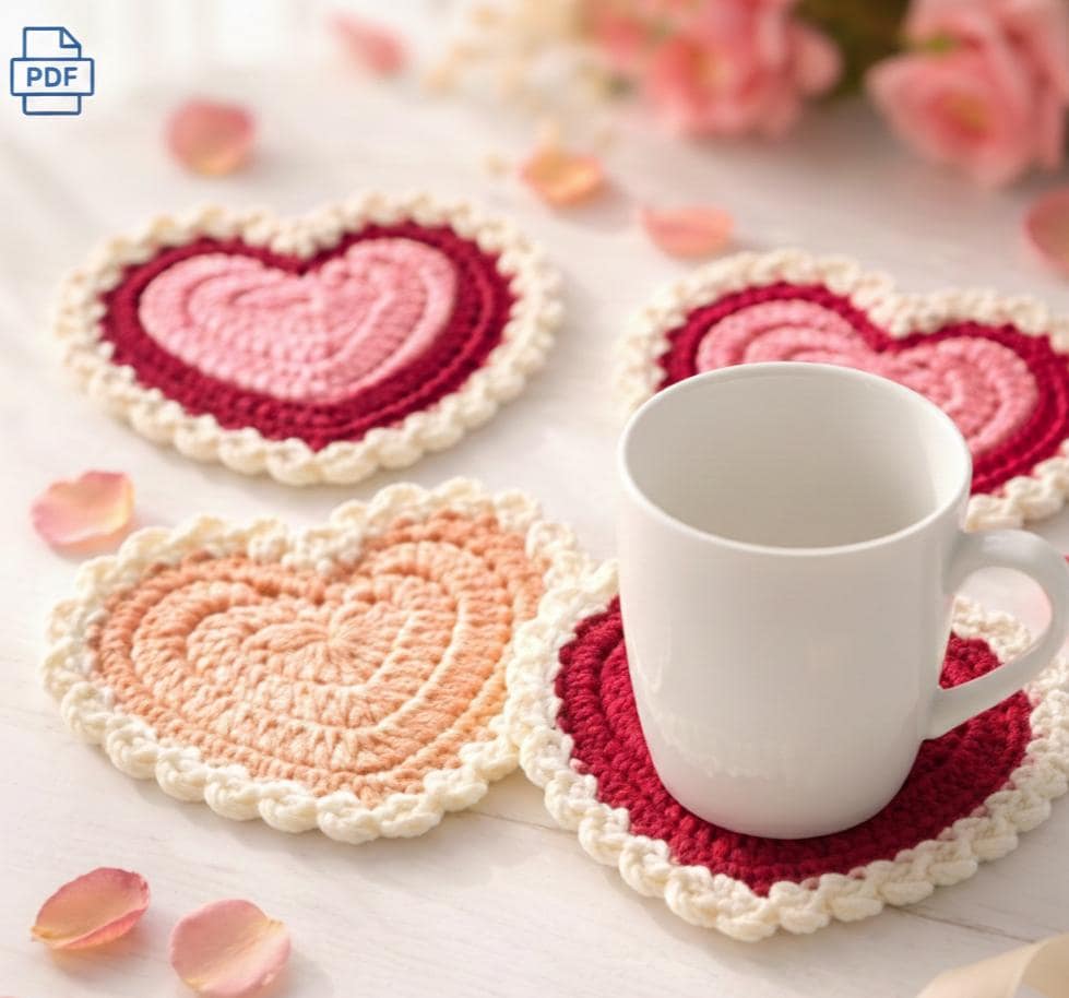 40 Valentine Crochet Patterns to Make for Gifts, Decor, and Cozy Seasonal Touches 29 Heart Coaster Crochet Pattern Beginner-Friendly