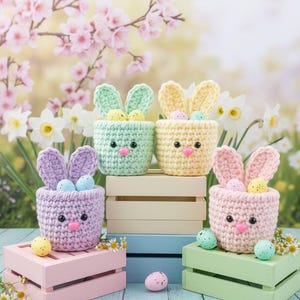 Easter Bunny Basket Crochet Pattern PDF | Candy Filled Bunny Gift Basket | Easter Treat Holder | Spring | Amigurumi Bunny Basket Pattern