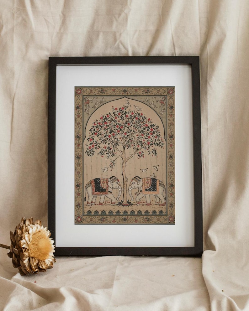 vintage-elephant-tapestry-print-mughal-style-wall-art-pdf-etsy-new