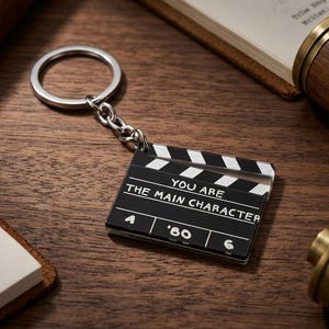 You Are The Main Character Acrylic Keychain, Movie Clapperboard Charm, Film Lover Gift, Motivational Quote Keyring