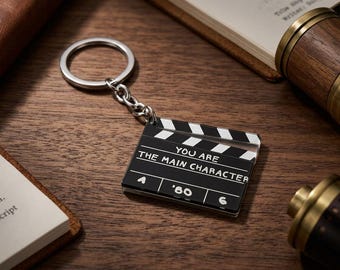 You Are The Main Character Acrylic Keychain, Movie Clapperboard Charm, Film Lover Gift, Motivational Quote Keyring