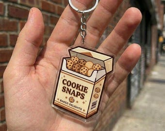 Cookie Snaps Keychain Cute Chocolate Bag Charm Kawaii Bakery Acrylic Keyring Sweet Food Gift