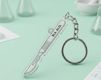 Custom Scalpel Acrylic Keychain, Surgeon Gift, Personalized Medical Student Keyring