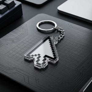 Pixel Mouse Cursor Keychain, Retro Computer Pointer Keyring, Geeky Tech Gift, 8-Bit Bag Charm