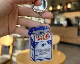Sweetheart Snacks Keychain Cute Soda Bag Charm Kawaii Heart Cookie Acrylic Keyring Gift