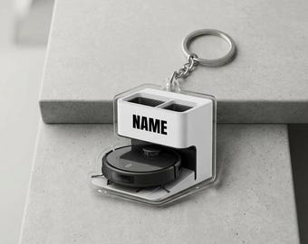 Personalized Robot Vacuum Cleaner Keychain, Custom Name Robotic Vacuum Gift, Smart Home Keyring