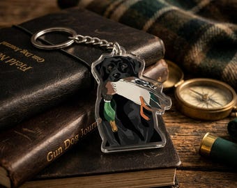Black Lab with Mallard Duck Keychain, Hunting Dog Acrylic Charm, Waterfowl Hunter Gift