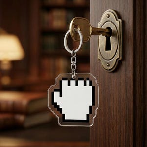 Pixel Hand Cursor Keychain, Retro Computer Pointer Keyring, Geeky Tech Gift, Gamer Bag Charm