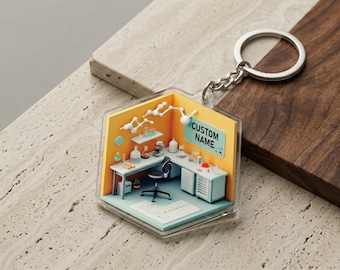 Personalized Science Lab Keychain, Custom Name Scientist Gift, Chemistry Biology Teacher Keyring