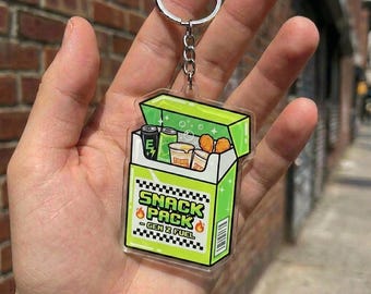 Snack Pack Keychain Gen Z Fuel Bag Charm Funny Gamer Food Acrylic Keyring Cute Friend Gift