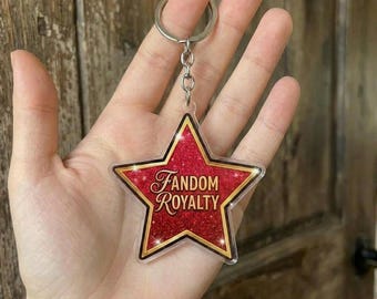Red Glitter Star Keychain Fandom Royalty Bag Charm Cute Acrylic Keyring Pop Culture Gift