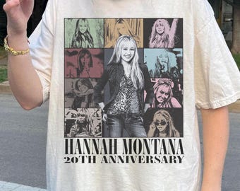 Maglietta di Hannah Montana, maglietta per il 20° anniversario, maglietta Disney Pop Star, maglietta con cartoni animati vintage, outfit in stile Y2K, regalo per i fan di Hannah Montana