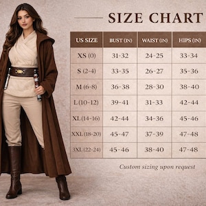 Women Jedi Costume Brown Cloak Outfit | Female Warrior Cosplay Costume | Fantasy Robe Coat image 7