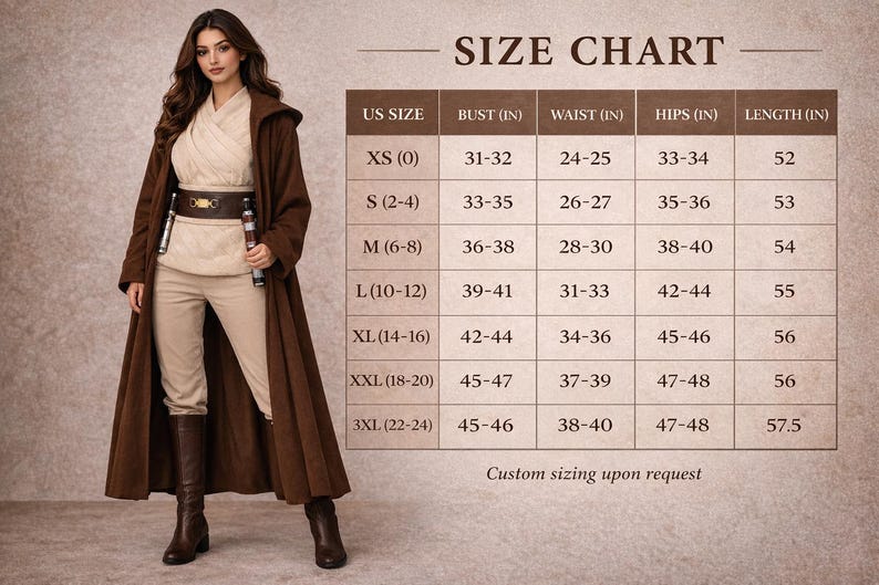 Women Jedi Costume Brown Cloak Outfit | Female Warrior Cosplay Costume | Fantasy Robe Coat image 7