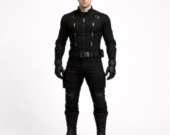 Inspired By Action Hero Men’s Black Tactical Combat Suit | Stealth Agent Costume