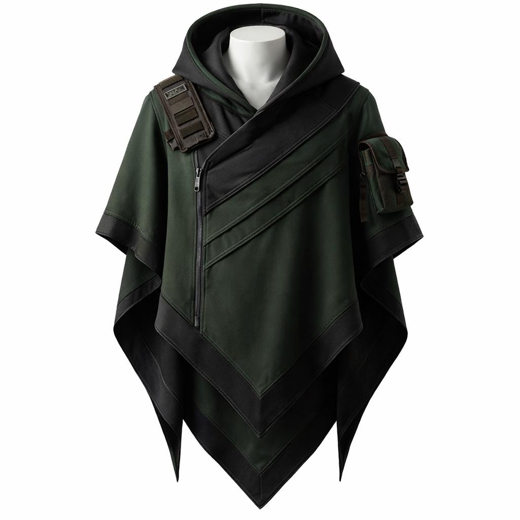 〇 SLY QUILTED MILITARY PONCHO スタンドネック F Dark Green Hooded Tactical Poncho Cloak | Military Style Utility