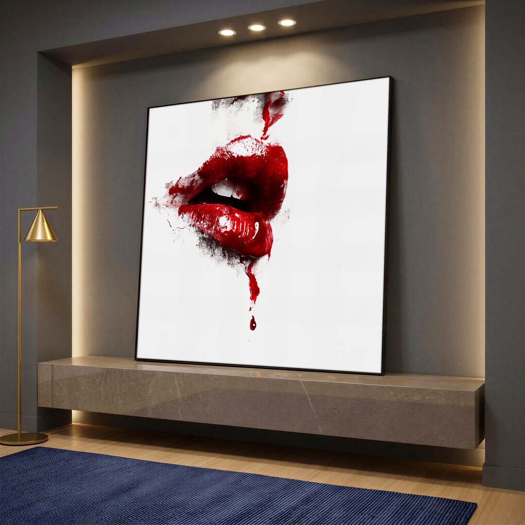 Red Lips Canvas Print for Bold Bedroom Decor, Glam Beauty Wall Art ...
