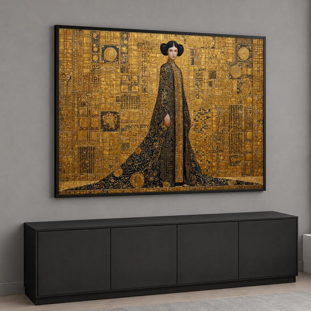 Gustav Klimt Style Golden Woman Canvas Wall Print, Elegant Art Nouveau ...