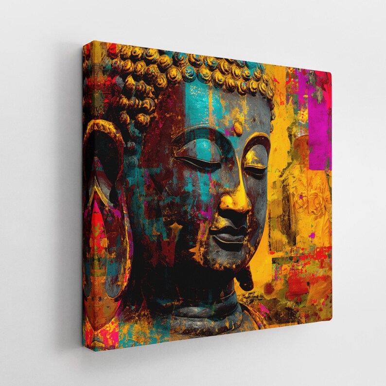 Colorful Buddha Face Canvas Print, Pop Art Style Wall Decor, Vibrant ...