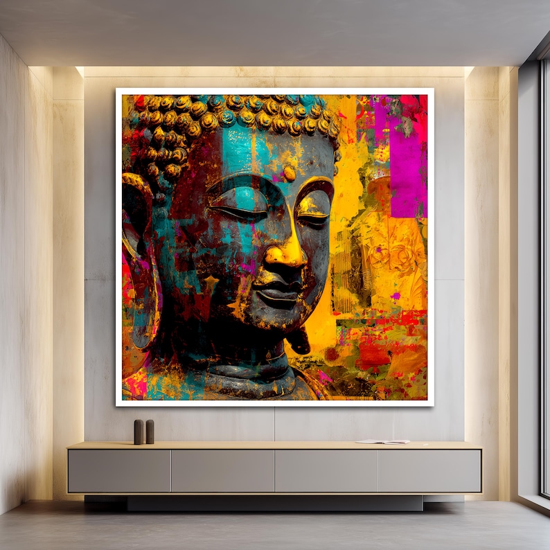Colorful Buddha Face Canvas Print, Pop Art Style Wall Decor, Vibrant ...