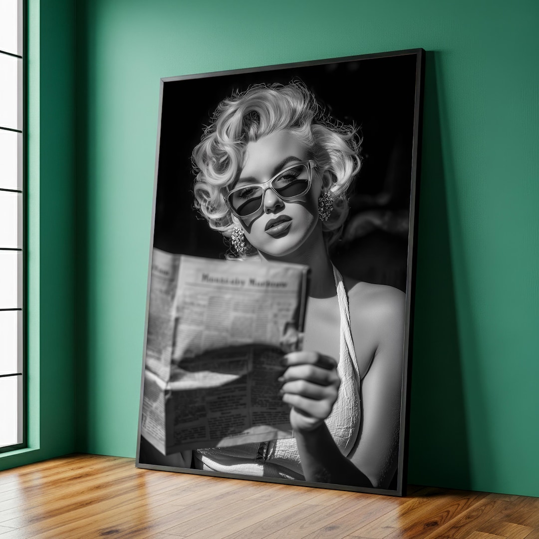 Cool Marilyn Monroe Art Print, Black and White Retro Canvas Painting ...