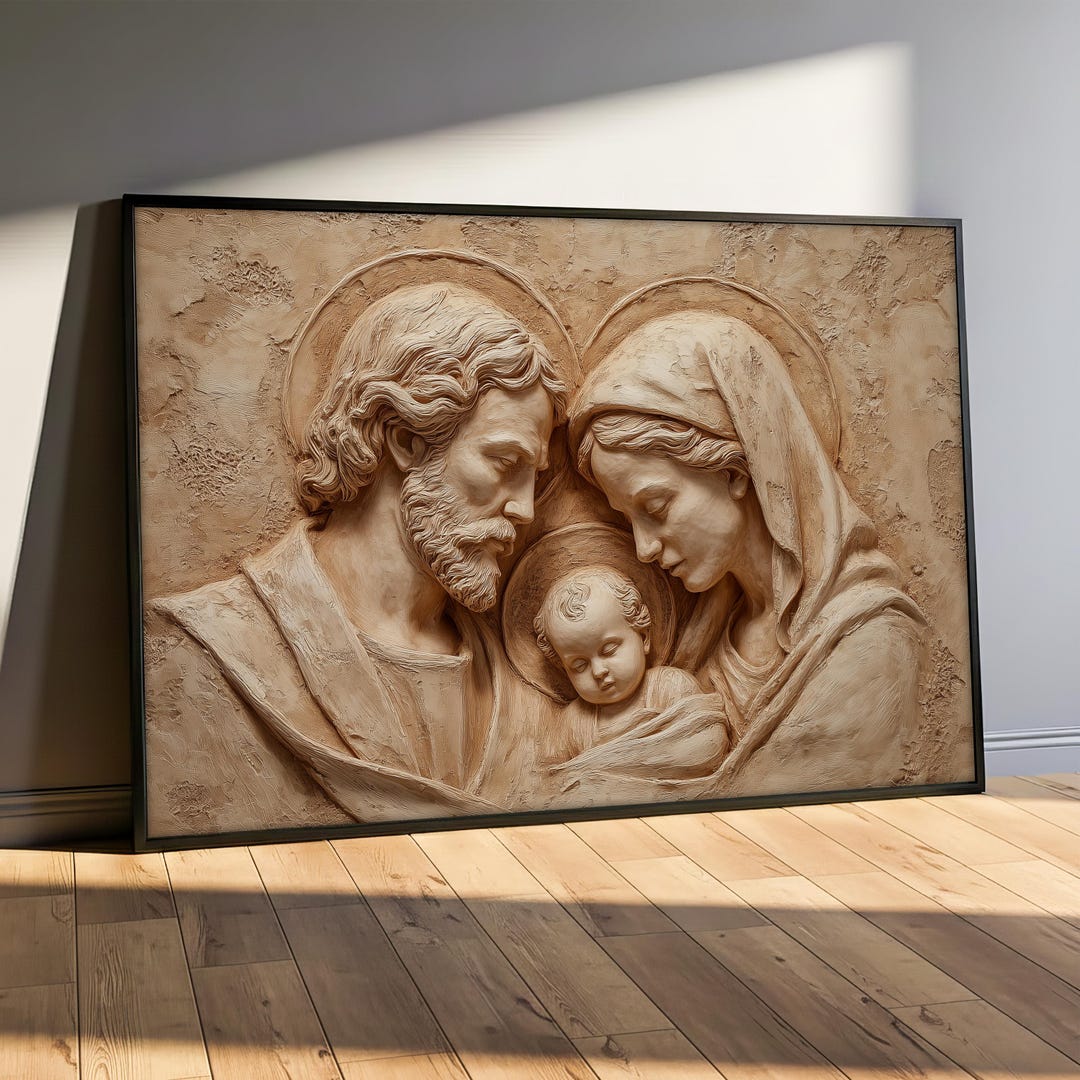 Holy Family Canvas Painting, Jesus Mary and Joseph Religious Wall Art ...