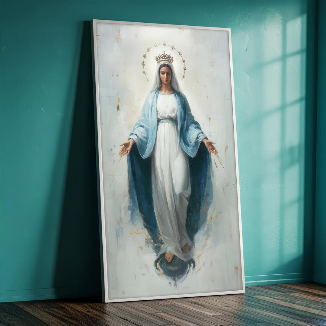 Virgin Mary Wall Art, Catholic Religious Decor, Madonna Painting ...