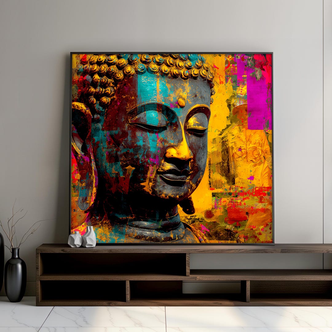 Colorful Buddha Face Canvas Print, Pop Art Style Wall Decor, Vibrant ...