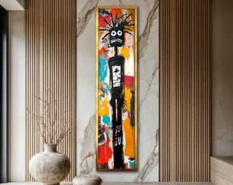 Abstract Urban Canvas Painting, Colorful Graffiti Wall Art, Vertical Expressionist Artwork, Modern Home Decor, Street Art Gift