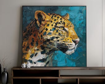 Wild Leopard Canvas Painting, Stylish Wall Decor, Bold Animal Art, Modern Home Accent, Ready to Hang Artwork, Leopard Art Gift