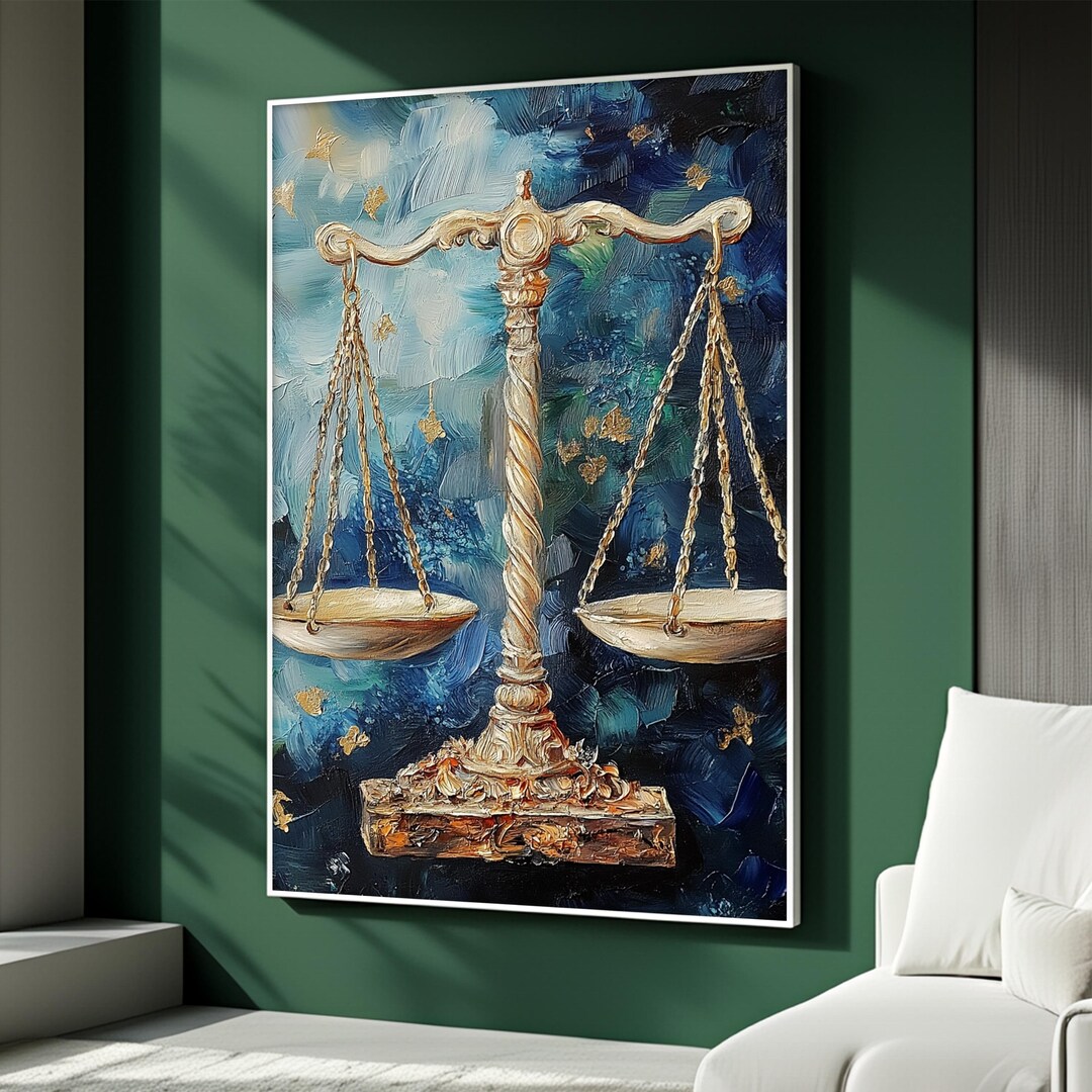 Libra Scales Canvas Print, Justice Scale Wall Art, Zodiac Libra Artwork ...