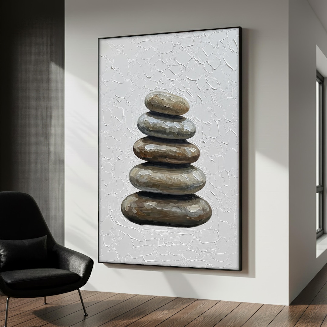 Zen Stone Stack Canvas Print, Minimalist Calm Rock Wall Art, Modern ...