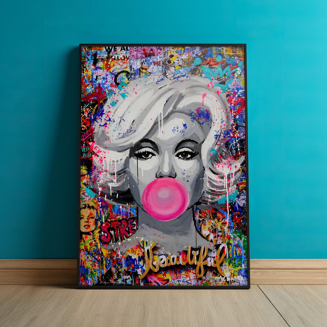 Colorful Street Art Style Marilyn Monroe Canvas Painting, Pop Art Wall ...