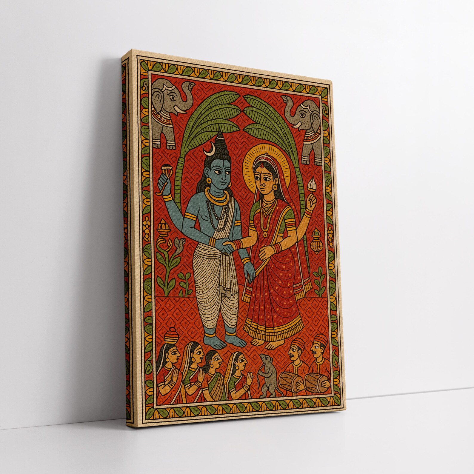 Lord Shiva and Parvati Canvas Painting, Traditional Hindu Wall Art ...