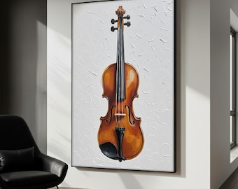 Violin Canvas Art, Minimalist Music Wall Art, Classical Instrument Artwork with White Background, Violin Poster, Gift for Music Lovers