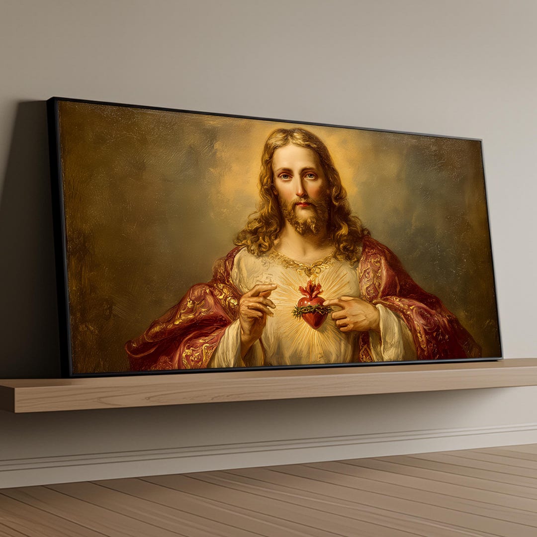 Sacred Heart of Jesus Canvas Painting, Classic Christian Wall Art ...